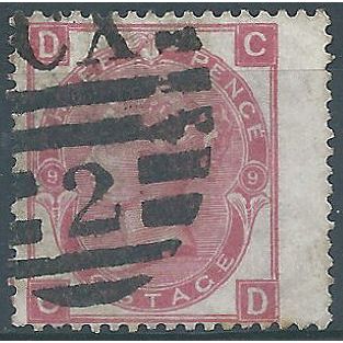 1872 SG103 3d Rose Plate 9 Check Letters "CD" Fine Used Wing Margin.