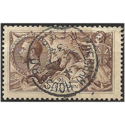 1918 SG414 2/6d Chocolate Brown Bradbury Wilkinson Seahorse Very Fine Used. .. .