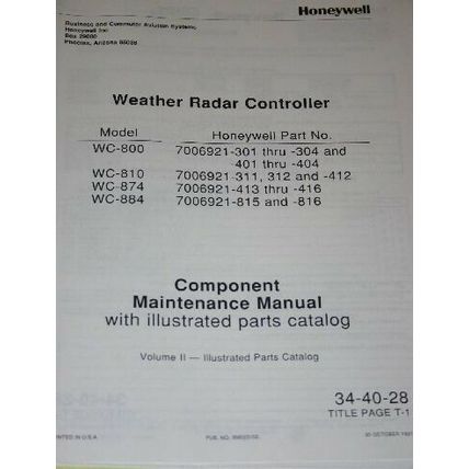 Honeywell WC-800/810/874/884 Weather Radar Controller Maintenance Manual vol2