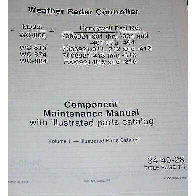 Honeywell WC-800/810/874/884 Weather Radar Controller Maintenance Manual vol2