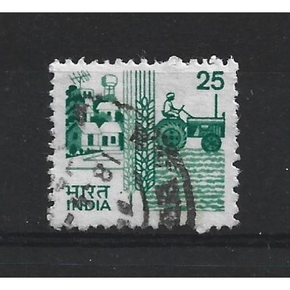 India.SG925bb 25p Village,Wheat and Tractor.Fine Used.June23