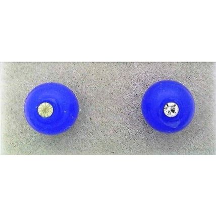 Dark Sapphire Opal Glass Crystal 6mm Stud Earrings