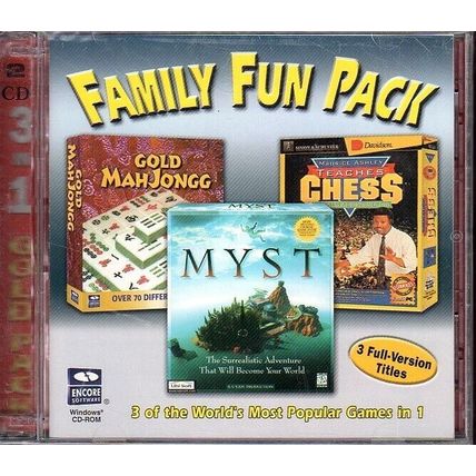 Family Fun Pack (2PC-CDs, 2001) for Windows 95/98 - New Sealed Jewel Case
