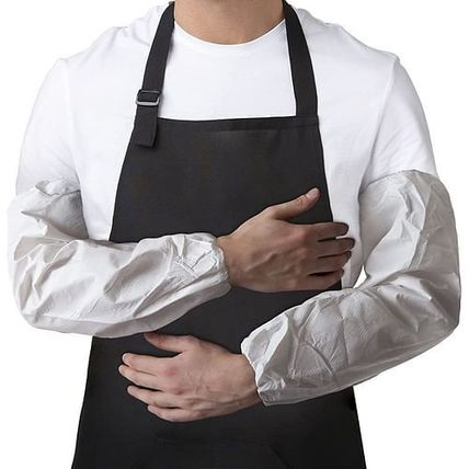 Adult Disposable Aprons 28" x 36", Pack of 100 White Plastic Aprons for Women...