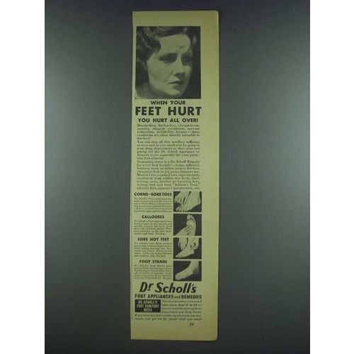 1933 Dr. Scholl's Foot Appliances and Remedies Ad