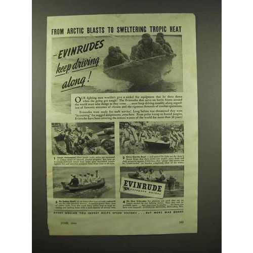 1944 Evinrude Outboard Motor Ad - From Arctic to Tropic