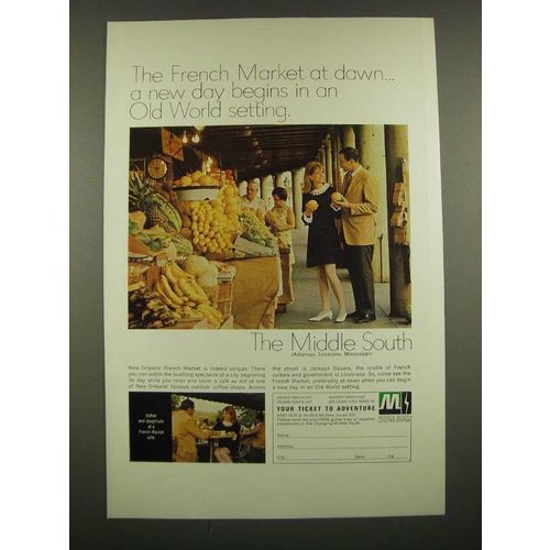 1969 Middle South Utilities Ad - The French Market at Dawn
