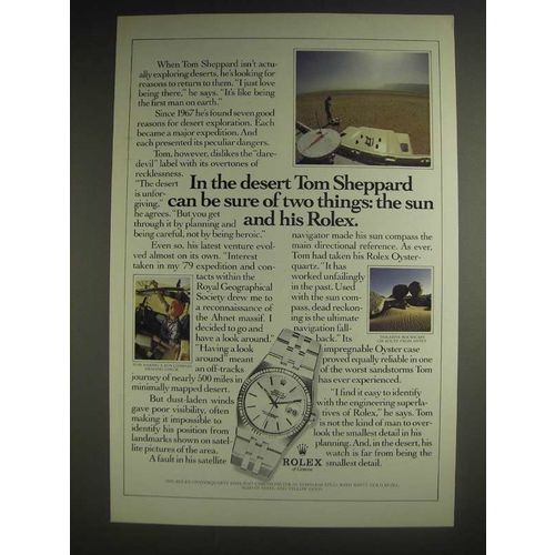 1985 Rolex Oysterquartz Datejust Chronometer Watch Ad - Tom Sheppard