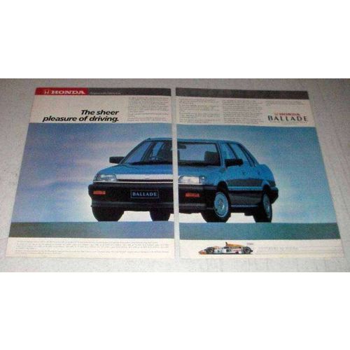 1987 2-page Honda Ballade Car Ad - Pleasure of Driving