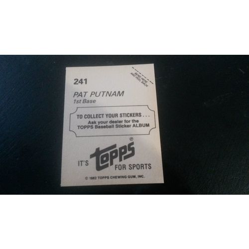1982 Topps Stickers Card # 241 Pat Putnam Excellent (5) Texas Rangers