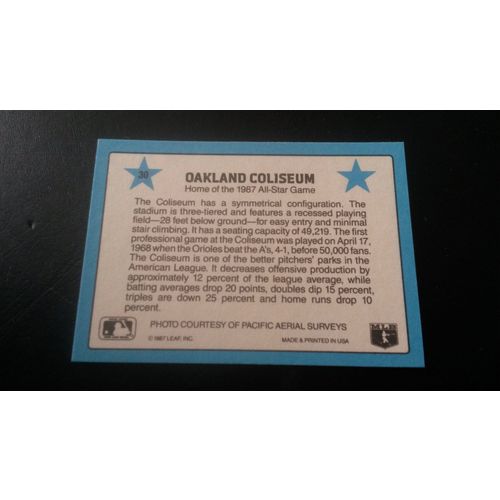 1988 Donruss All-Stars Card # 30 Oakland Coliseum Excellent (5)