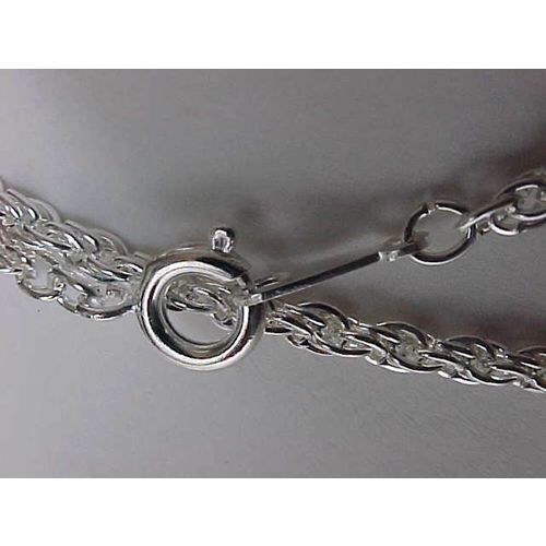 Silver Heart Necklace Heart Pendant Rope Chain Necklace 18" 3D Silver Heart 1"