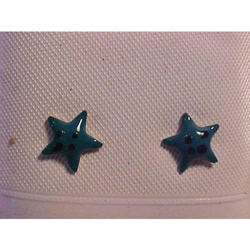Star Earrings Polka Dot Green and Black Polka Dot Pierced Earrings 7mm