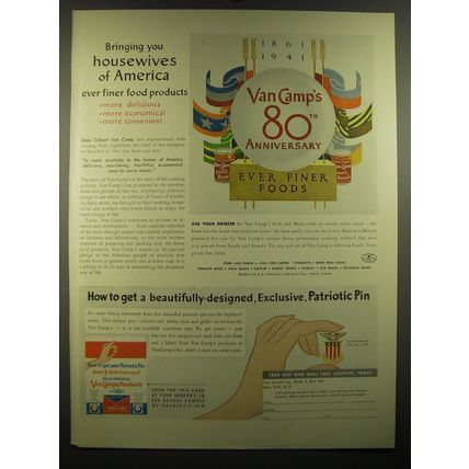 1941 Van Camp's Foods Ad - Van Camp's 80th Anniversary Ever Finer Foods