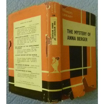 RARE THE MYSTERY OF ANNA BERGER by GEORGE GODWIN 1948 THE THINKER'S LIBRARY HCDJ