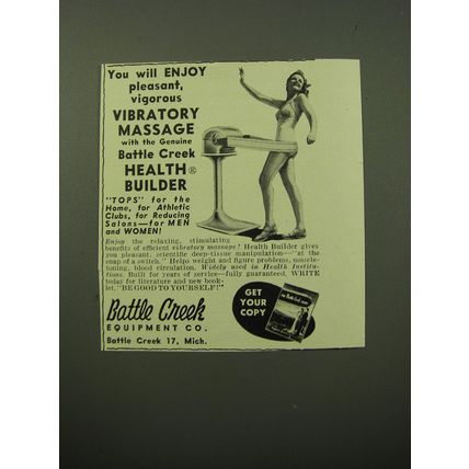 1950 Battle Creek Health Builder Vibratory Massage Ad - You will enjoy