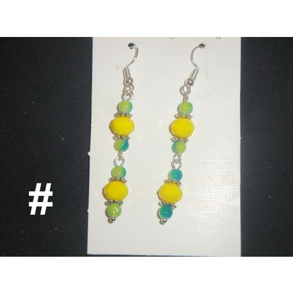 Vibrant yellow with blended turquoise & yellow glass swing earrings