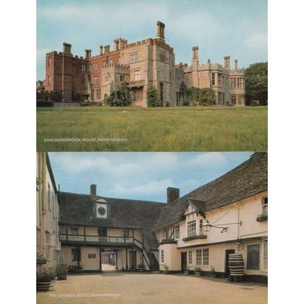 Hinchingbrook House George Hotel Huntingdon 1960s 2x Postcard s