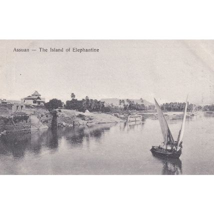 Assuan from Elephantine Island Old Egyptian Boats Postcard