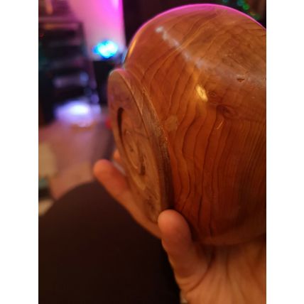 Beautiful Turned Wood Bowl yew Embroidered Lid