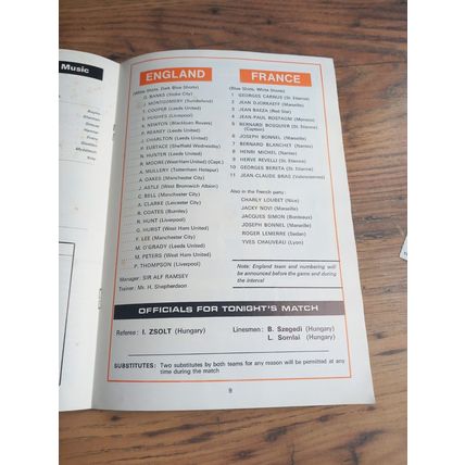1969 England vs France Programme & Ticket