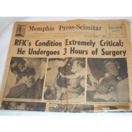 Memphis Press-Scimitar Newspaper, June 5, 1968, Vintage
