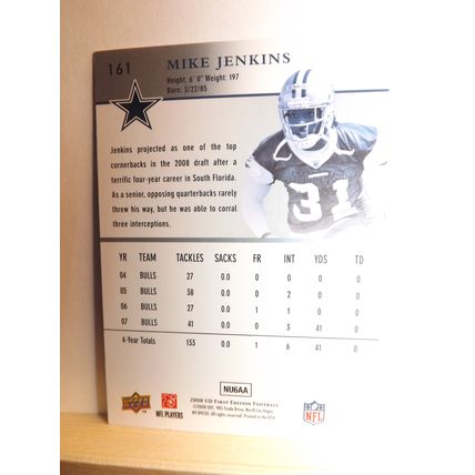 2008 UD First Edition MIKE JENKINS (Dallas Cowboys) Rookie Card #161
