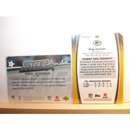 2012 Topps Finest/UD GREG JENNINGS (Packers) x 2 Rookie Cards