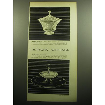 1958 Lenox China Advertisement - Madison Candy Jar and Canape Server