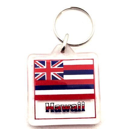 Hawaii British Flag Souvenir Clear Acrylic Keychain Charm Fob Purse Bag Luggage