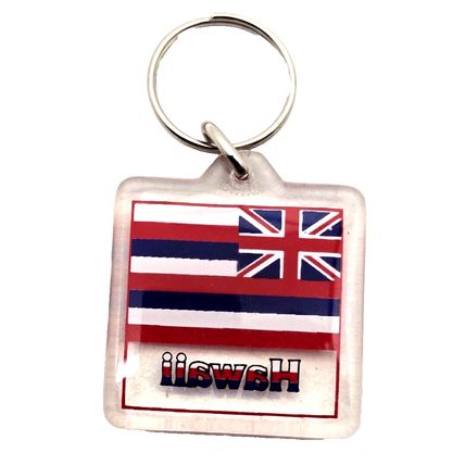 Hawaii British Flag Souvenir Clear Acrylic Keychain Charm Fob Purse Bag Luggage