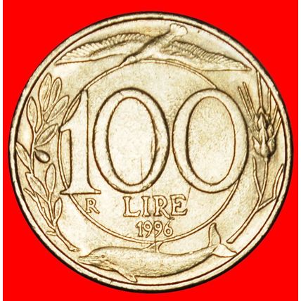 Ⰶ TURRETED ALLEGORY (1993-2001): ITALY★100 LIRAS 1996R BIRD★LOW START★NO RESERVE
