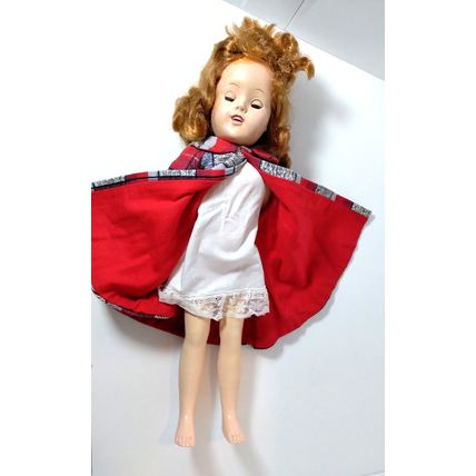 Creepy? Halloween Girl Doll/White Dress With Red Coat Eyes Open/Close Needs TLC