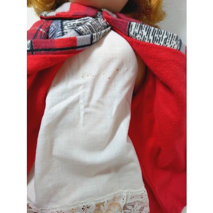 Creepy? Halloween Girl Doll/White Dress With Red Coat Eyes Open/Close Needs TLC