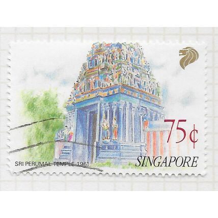 SINGAPORE 1991 TEMPLE BUILDINGSRI PERUMAL PAINTING 1961 USED