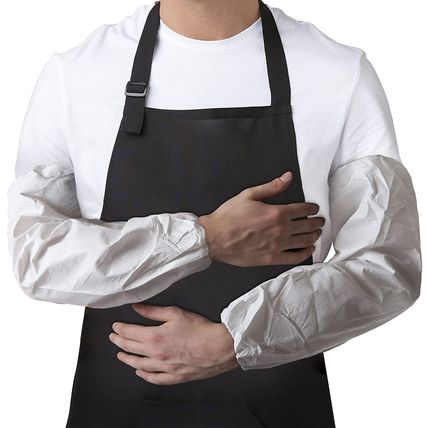 Adult Disposable Aprons 28" x 36", Pack of 100 White Plastic Aprons for Women...