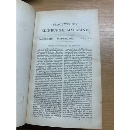 RARE* JAN-JUNE 1839 "BLACKWOOD'S EDINBURGH MAGAZINE" VOL 45 ANTIQUE BOOK (P6)