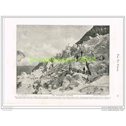 THE MANDRONI GLACIER, ITALY, Book Illustration c1895
