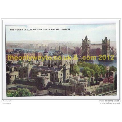 TOWER OF LONDON & TOWER BRIDGE, LONDON, ENGLAND, 1940/50s, Postcard