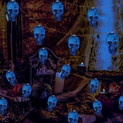 Halloween Skull Lights w/ Remote-Indoor/Outdoor-30 LED Lights-8 Modes-RED-NEW