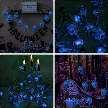 Halloween Skull Lights w/ Remote-Indoor/Outdoor-30 LED Lights-8 Modes-RED-NEW
