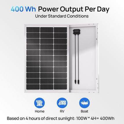 ECO-WORTHY 400W Solar Panels 4Pcs 100 Watt 18V Monocrystalline Solar Panel Modul