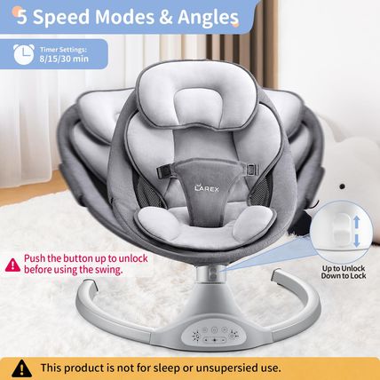 LAREX Baby Swing Infant Swing Electric Toddler Baby Rocker Portable for Newborn