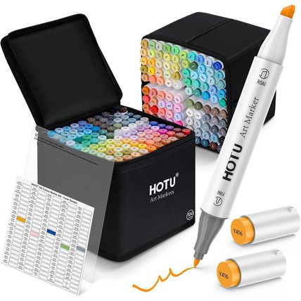 Alcohol Markers, [Beginner Preferred] 100 Vibrant Colors & Dual Tips Art Markers