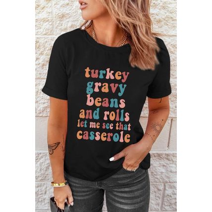 Black Food Lovers Slogan Graphic T Shirt