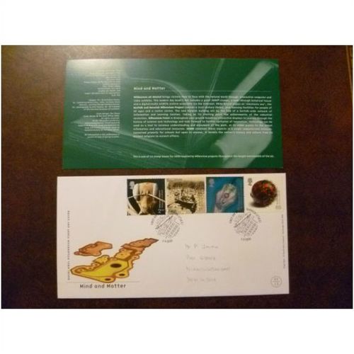 2000 GB Mind and Matter stamps Millennium FDC Norwich ant x ray tartan boat