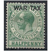 Gibraltar 1918 SG86 1/2d Green WAR TAX Mounted Mint .. .