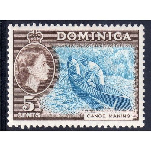 1954 Dominica Sg147 5d LIGHT BLUE & SEPIA BROWN LIGHTLY M/ MINT (G13)