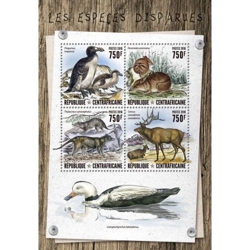 CENTRAL AFRICA 2016 SHEET MNH EXTINCT ANIMALS PENGUINS WILD DOGS RODENTS 5
