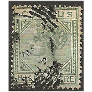Cyprus 1892 SG31 1/2pi Dull Green Die II Wmk Crown CA Good+ Used . .. .